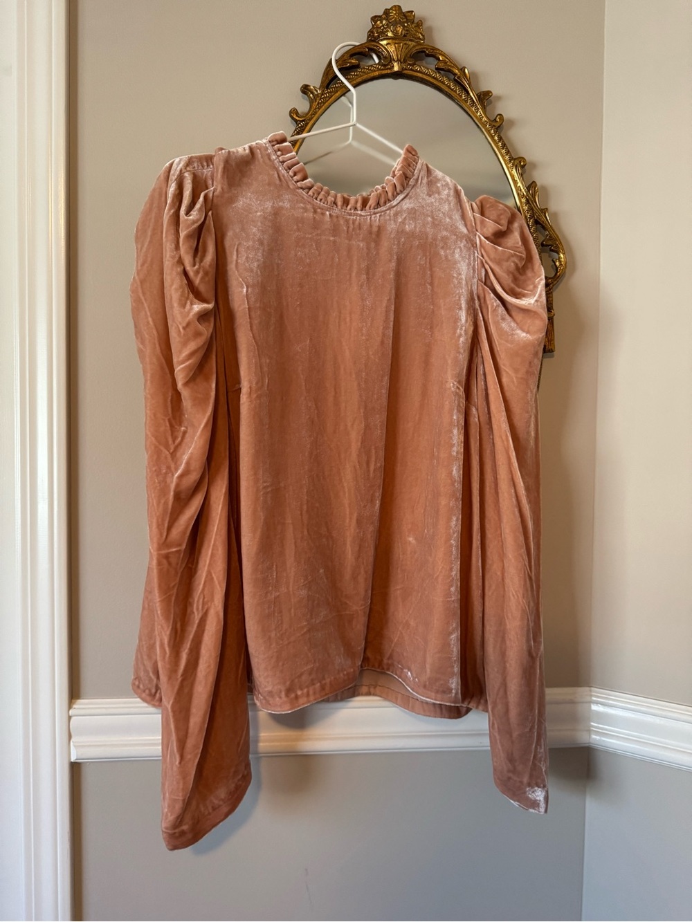 Ulla Johnson Dusty Rose Velvet Puff-Sleeve Blouse